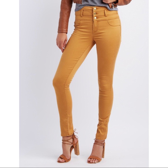 mustard high waisted jeans